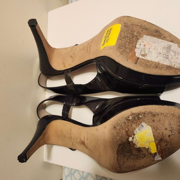 Kate Spade New York Black Patent Leather Peep Toe Slingback Pumps sz.10 Ret $295 - Picture 7 of 8